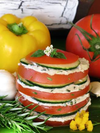 Live Pine Nut Macadamia Ricotta Veggie Towers